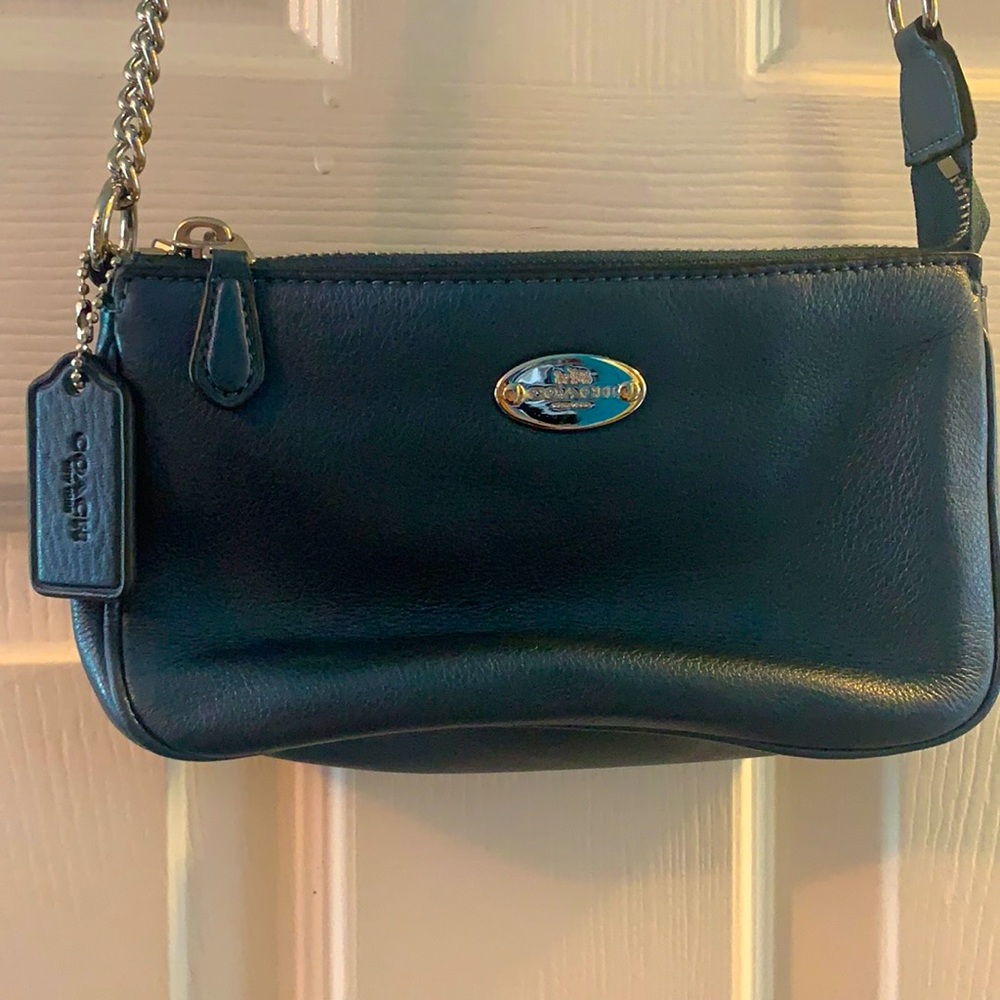 Navy Blue Leather Coach Mini Bag